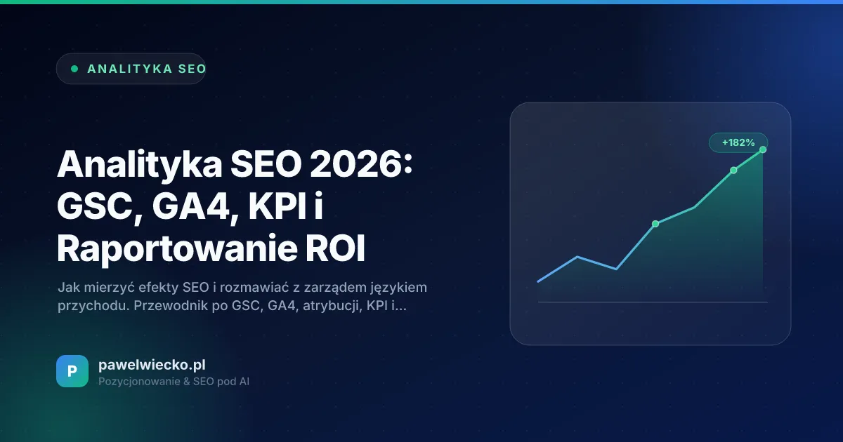 Analityka SEO 2026: GSC, GA4, KPI i Raportowanie ROI